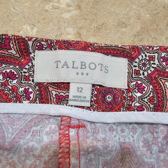Women's Talbots Ankle Pants Geometric Shades of Pink Size 12 - Picture 4 of 7